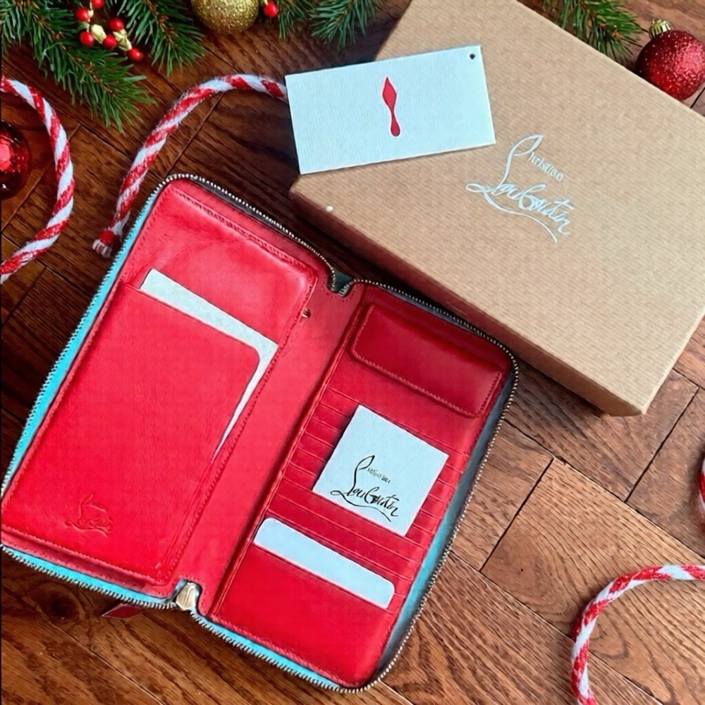 Authenic Christian louboutin large wallet zip around